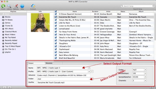 Select output MP3 format