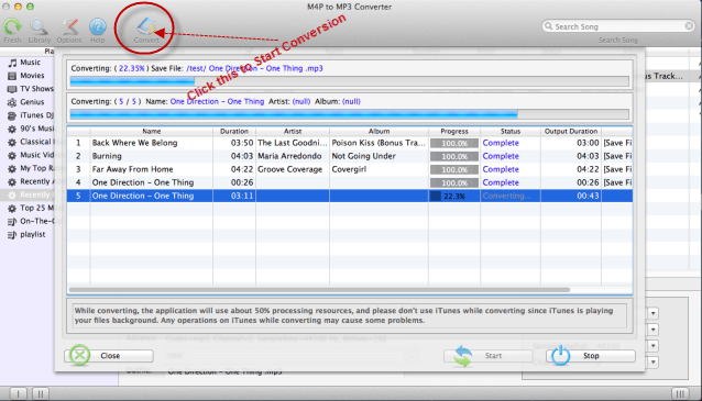 Start converting AAX to MP3